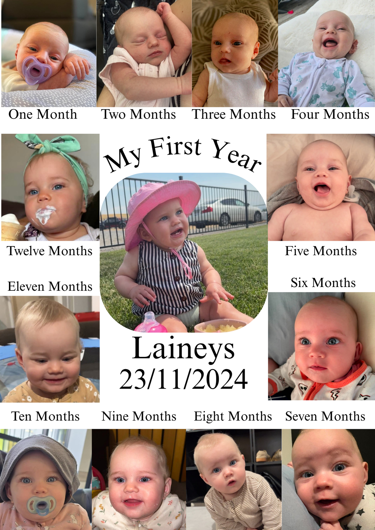 Custom Baby First Year Clear A4 Acrylic Board