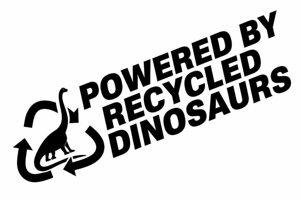 Powered By Recycled Dinosaurs Stickers
